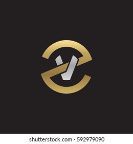 initial letter logo zv, vz, v inside z rounded lowercase logo gold silver