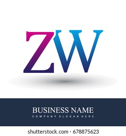 initial letter logo ZW colored red and blue, Vector logo design for your business or company identity.