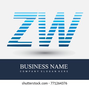 initial letter logo ZW colored blue with striped compotition, Vector logo design template elements for your business or company identity
