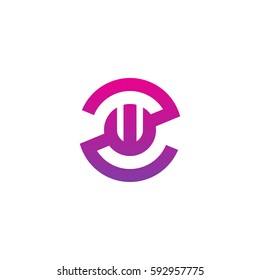 initial letter logo zw, wz, w inside z rounded lowercase purple pink