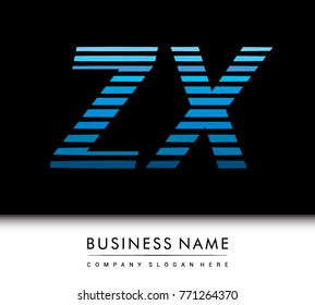 initial letter logo ZX colored blue with striped compotition, Vector logo design template elements for your business or company identity
