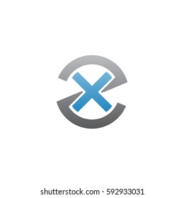 initial letter logo zx, xz, x inside z rounded lowercase blue gray