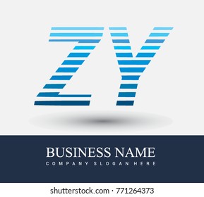 initial letter logo ZY colored blue with striped compotition, Vector logo design template elements for your business or company identity
