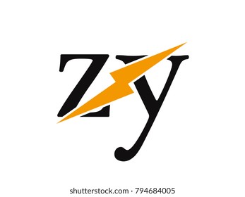 Initial letter logo zy lowercase thunder vector design