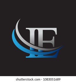 initial letter IE logotype company name colored blue and grey swoosh design. vector logo for business and company identity.