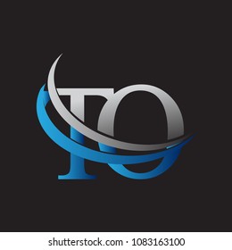 initial letter TO logotype company name colored blue and grey swoosh design. vector logo for business and company identity.