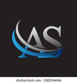 initial letter AS logotype company name colored blue and grey swoosh design. vector logo for business and company identity.