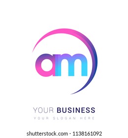 initial letter AM logotype company name, coloreful and swoosh design. vector logo for business and company identity.
