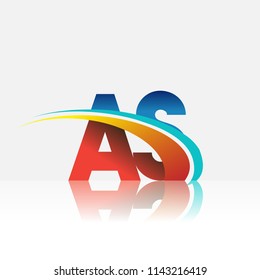 initial letter AS logotype company name colored red and blue and swoosh design. vector logo for business and company identity.
