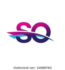 initial letter SO logotype company name colored blue and magenta swoosh design. vector logo for business and company