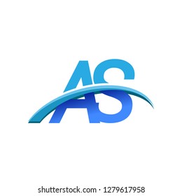 initial letter AS logotype company name colored blue and swoosh design. vector logo for business and company identity.
