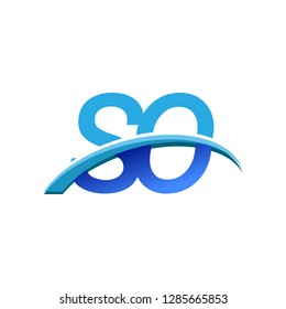 initial letter SO logotype company name colored blue and swoosh design. vector logo for business and company identity.