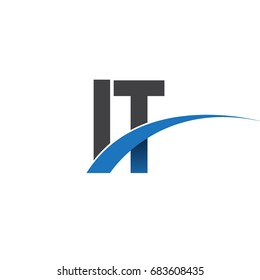 initial letter IT logotype company name colored blue and grey swoosh design. vector logo for business and company identity.
