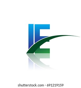 initial letter IE logotype company name colored blue and green swoosh design. vector logo for business and company identity.

