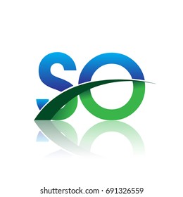 initial letter SO logotype company name colored blue and green swoosh design. vector logo for business and company identity.
