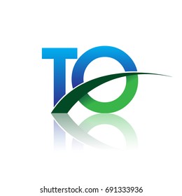 initial letter TO logotype company name colored blue and green swoosh design. vector logo for business and company identity.
