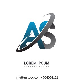 initial letter AS logotype company name colored blue and grey swoosh design. logo design for business and company identity.