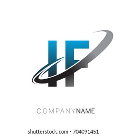 initial letter IF logotype company name colored blue and grey swoosh design. logo design for business and company identity.
