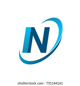 initial letter IN logotype company name colored blue swoosh design concept. vector logo for business and company identity.