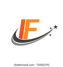 initial letter IF logotype company name colored orange and grey swoosh star design. vector logo for business and company identity.