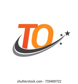 initial letter TO logotype company name colored orange and grey swoosh star design. vector logo for business and company identity.