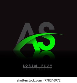 initial letter AS logotype company name colored green and black swoosh design. vector logo for business and company identity.
