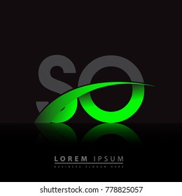 initial letter SO logotype company name colored green and black swoosh design. vector logo for business and company identity.
