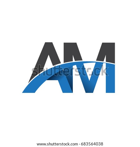 initial letter AM logotype company name colored blue and grey swoosh design. vector logo for business and company identity.
