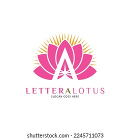 Letra inicial A Diseño de ilustración de plantilla de logotipo de vectores de iconos de Lotus