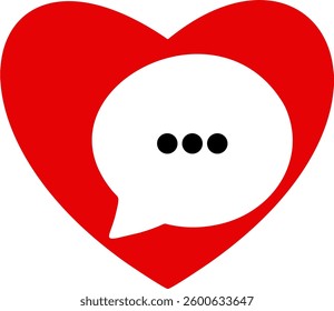 Initial Letter Love Logo. Pink Speech Bubble Linear Rounded Style with Negative Space Chat Talk Icon isolated on White Background. Flat Vector Logo Design Template Element.