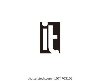 Initial letter it lowercase logo black and white