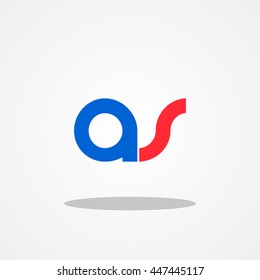 Initial letter AS lowercase logo design template blue red