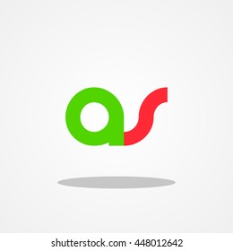 Initial letter AS lowercase logo design template green red