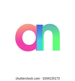 Initial Letter AN Lowercase Logo green, pink and Blue, Modern and Simple Logo Design.