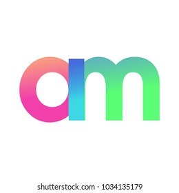 Initial Letter AM Lowercase Logo green, pink and Blue, Modern and Simple Logo Design.