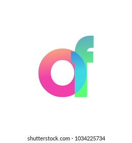 Initial Letter OF Lowercase Logo green, pink and Blue, Modern and Simple Logo Design.