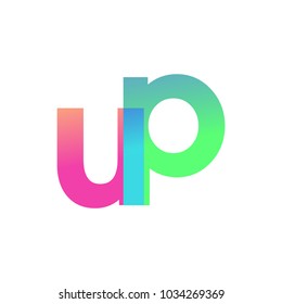 Initial Letter UP Lowercase Logo green, pink and Blue, Modern and Simple Logo Design.