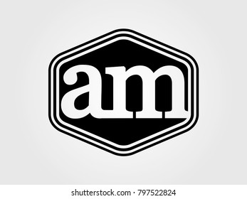 Initial letter am lowercase logo minimalist black