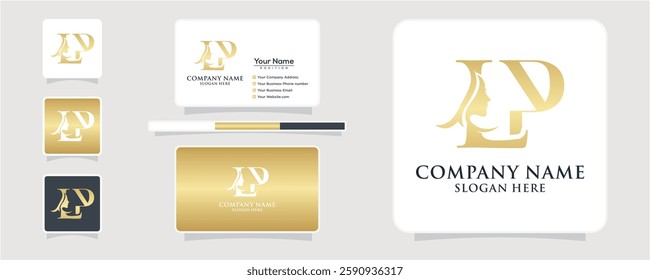 Initial Letter LP Beauty Face Logo Design Vector