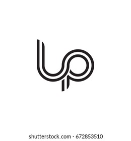 Initial letter lp, linked outline rounded lowercase, monogram black