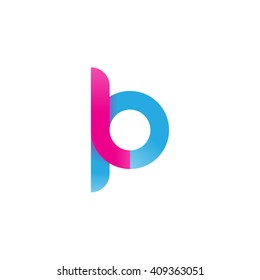 initial letter lp linked round lowercase logo pink blue