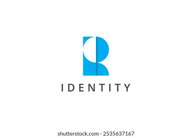 Initial Letter LP Logo. L And P Linked Letter Origami Style With Blue Color Isolated On White Background. Flat Vector Logo Design Template Element Usable For Business And Branding Identity Logos.