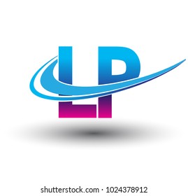 initial letter LP logotype company name colored blue and magenta swoosh design. vector logo for business and company identity.
