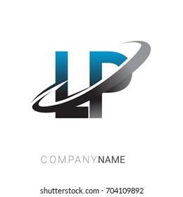 initial letter LP logotype company name colored blue and grey swoosh design. logo design for business and company identity.