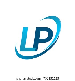 initial letter LP logotype company name colored blue swoosh design concept. vector logo for business and company identity.