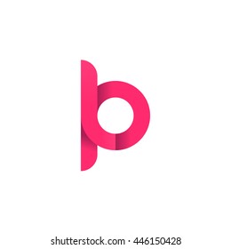 initial letter lp modern linked circle round lowercase logo pink