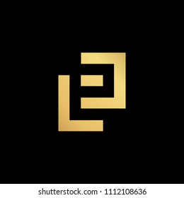 Initial letter LP PL minimalist art  logo, gold color on black background