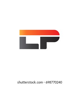 Initial letter LP, straight linked line bold logo, gradient fire red black colors
