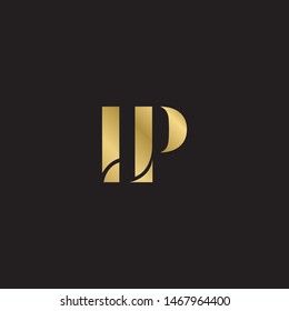Initial letter lp uppercase modern logo design template elements. Gold letter Isolated on black  background. Suitable for business, consulting group company.