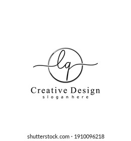 Initial letter LQ calligraphy handwritten logo. Handwritten alphabet in the logo template. Letters and Alphabet for your logo design.